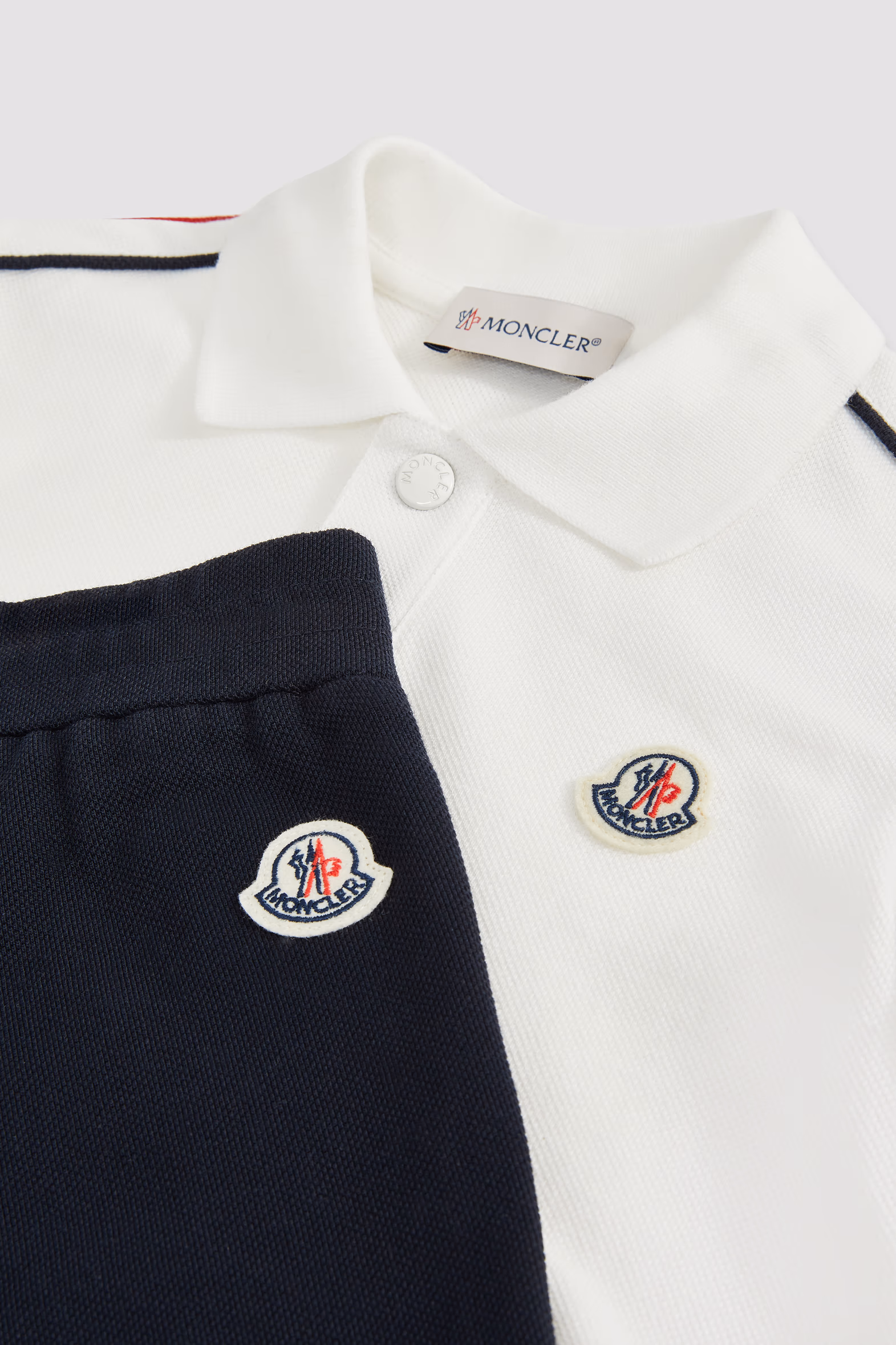 Tricolor-Trimmed Cotton Piquet Set Boy White Moncler 5